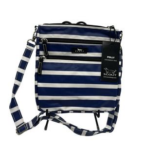 SCOUT Crossbody, Zipper Polly Crossbody, Navy Stripe Water Resistant